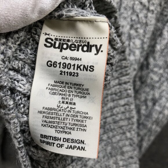 Superdry Cable Knit Sweater Womens XS Gray Crewneck Cotton Blend Heather - Picture 9 of 11